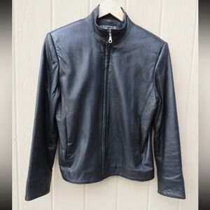 Versace Black Leather Jacket womens M